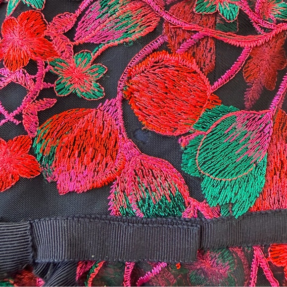 Marchesa Notte Pink and Navy Floral Bustier Top Peplum Dress - Picture 9 of 11